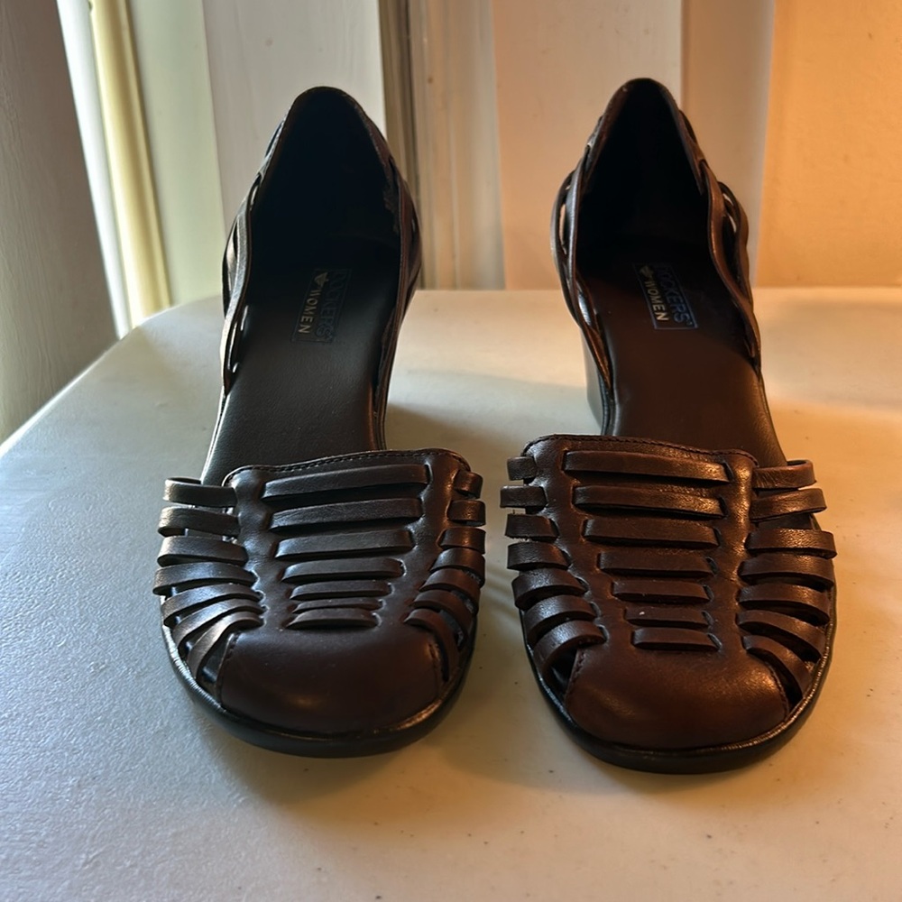 NWOT Dockers | Huarache Genuine Leather Brown Sandal Wedge Heels Women's Size 8M
